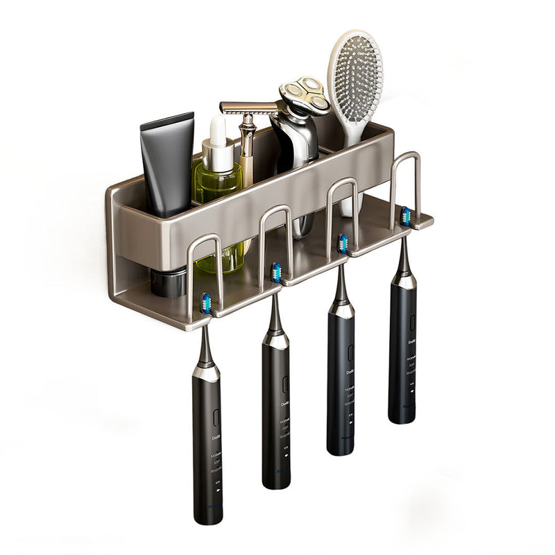 27cm Wall Mounted Bathroom Storage Rack Aluminum Waterproof Rustproof Gray