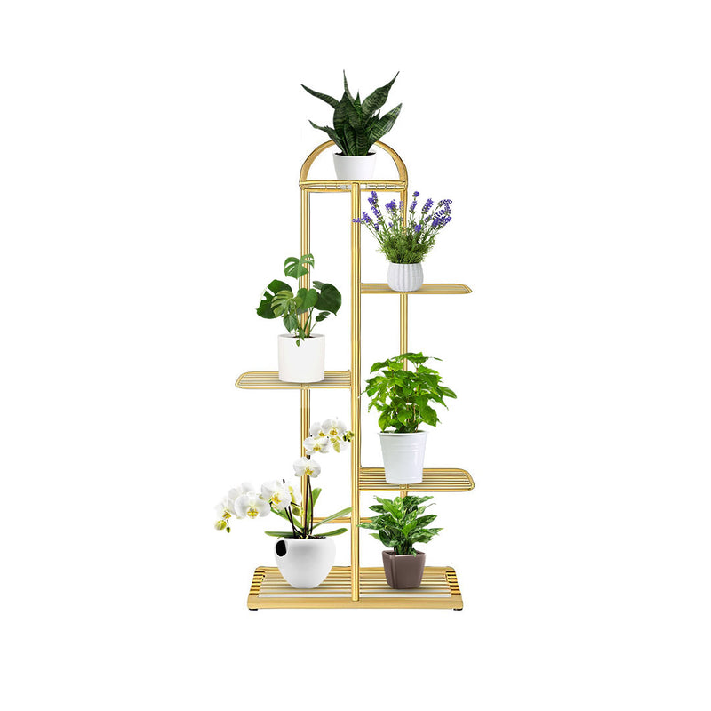 5 Tier 6 Pots Gold Metal Plant Stand Indoor Home Office Display