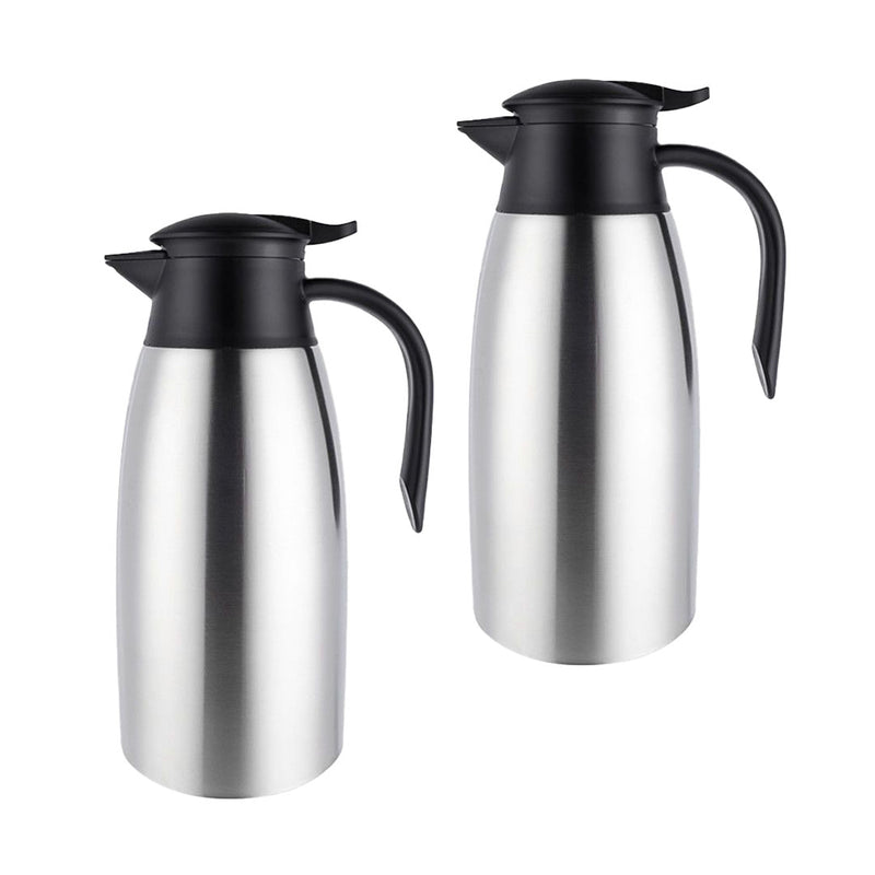 2X 2.0L Silver Stainless Steel Thermal Flask Triple Layer Vacuum Insulated