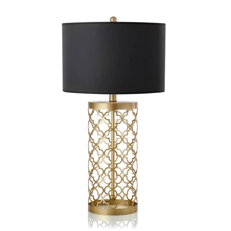 Table Lamp Metal And Fabric Large 38cm 72cm Gold Hollow Base Dark Shade