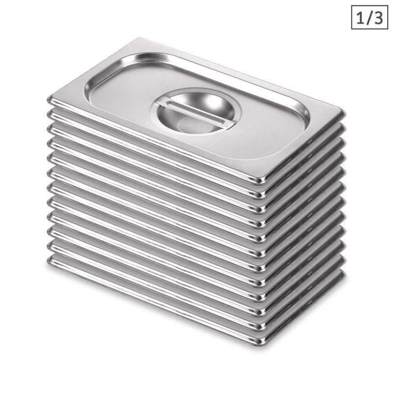 12X Gastronorm 1/3 Size Pan Lid Stainless Steel 325x176mm Center Handle