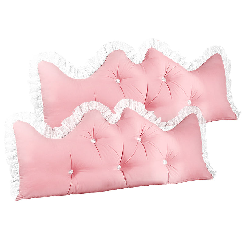 2X 180cm Pink Princess Headboard Pillow Backrest Cushion with Ruffle Lace