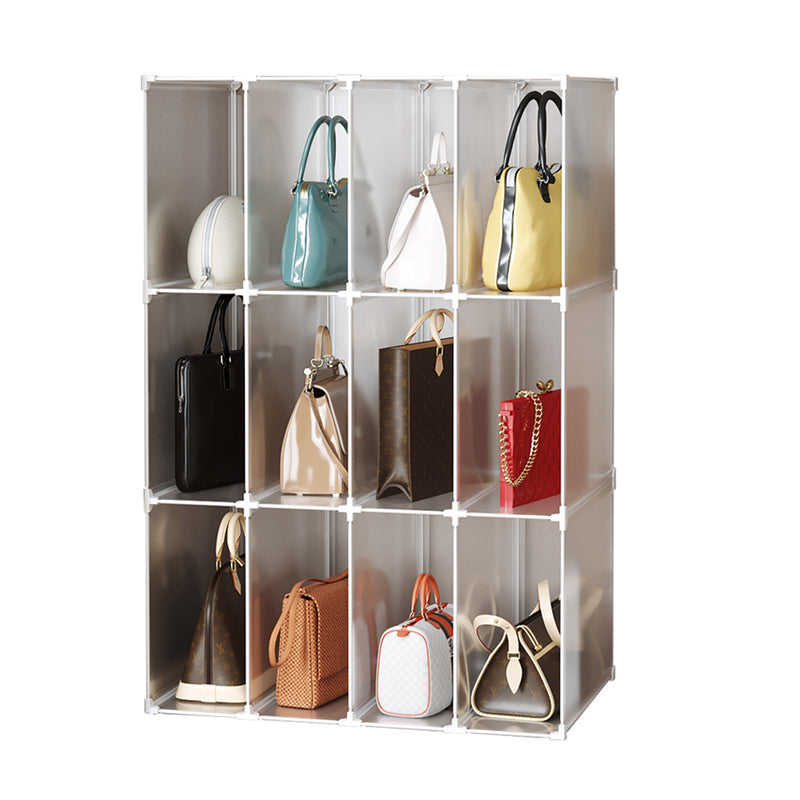 3 Tier 12 Cube Polypropylene Bag Organizer Foldable Portable Transparent