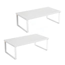 2X White 40cm Monitor Stand Elevated Ergonomic Desk Organizer With Storage