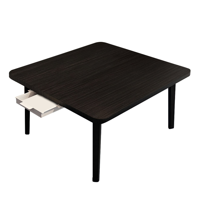 Black Portable Mini Desk 60x60cm Particleboard Metal Space-Saving Drawer