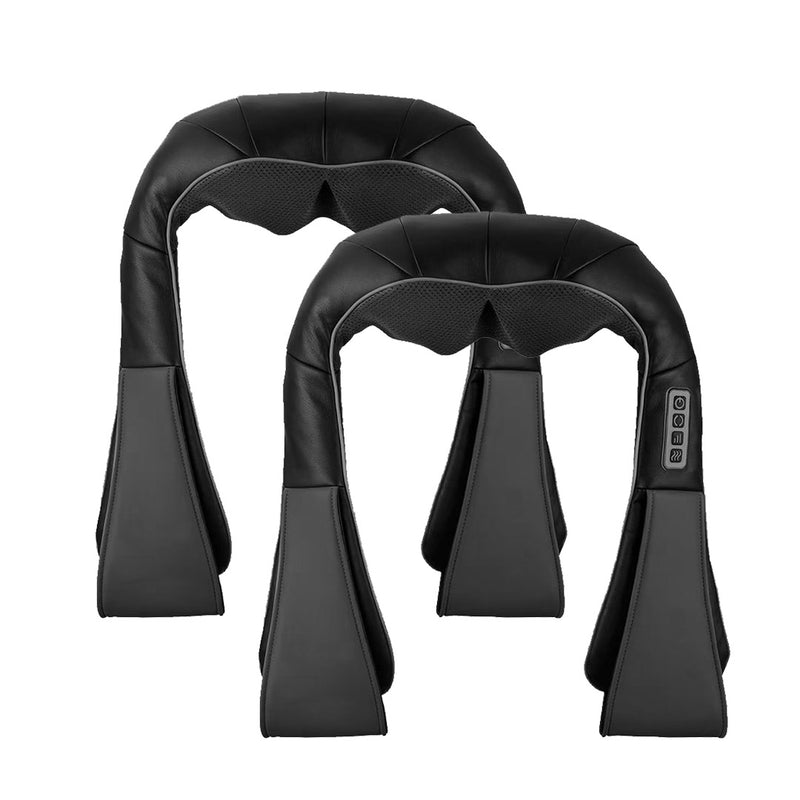 2X Electric Shiatsu Neck Shoulder Back Massager Infrared Heat Black