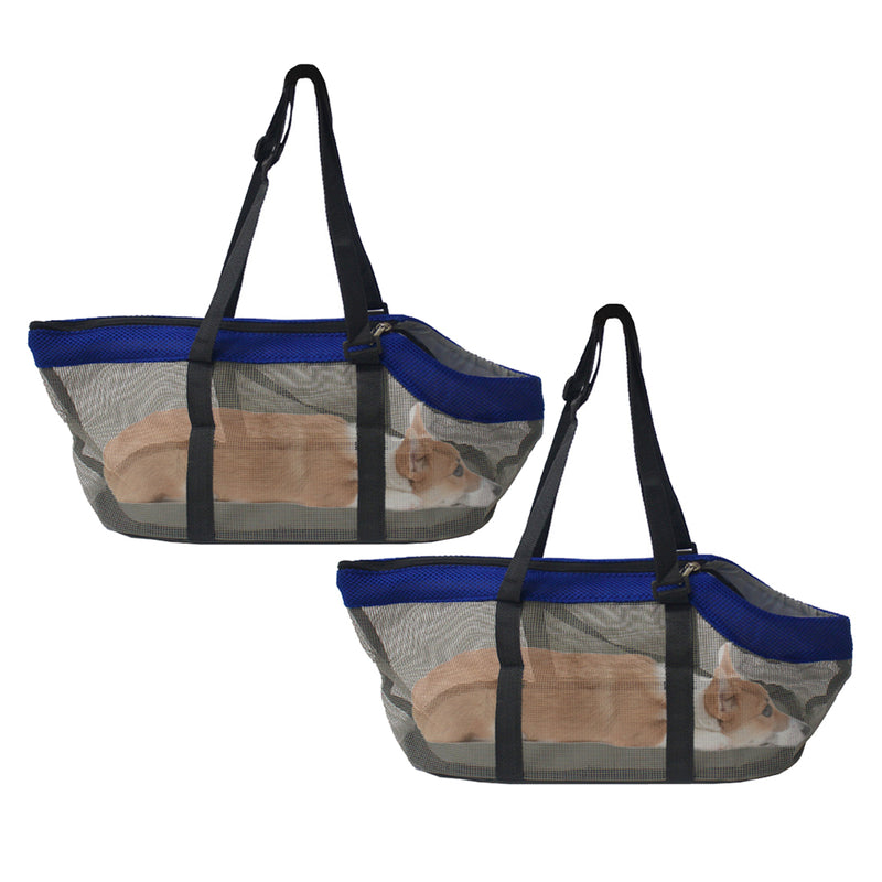 2X Grey Pet Carrier Bag PVC Mesh Breathable Travel Tote for Small Dogs Cats