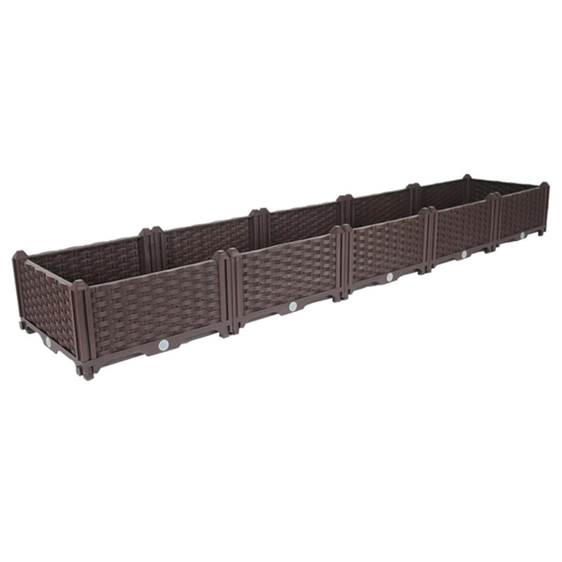 200cm Polypropylene Raised Garden Bed Dark Brown Outdoor Self Watering