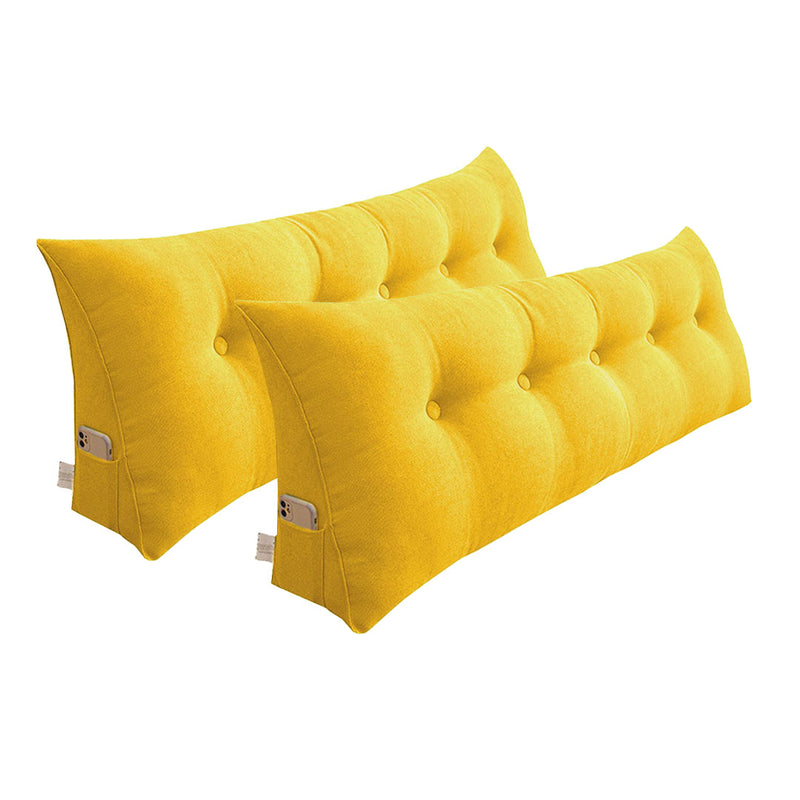 2X 120cm Yellow Triangular Wedge Pillow Headboard Polyester Backrest Cushion