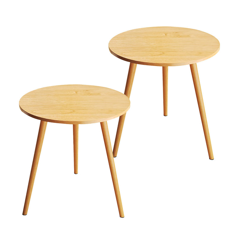 2X Walnut Wood Small Side Coffee Table 60x72cm Modern Living Room Accent