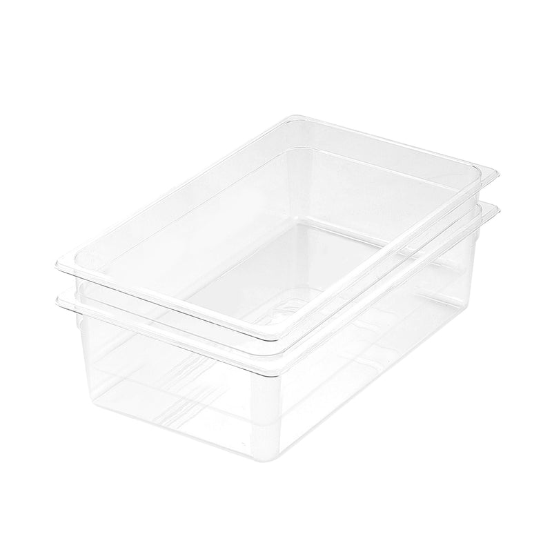 Clear Polycarbonate Gastronorm GN Pan 150mm 1/1 Food Tray Set of 2