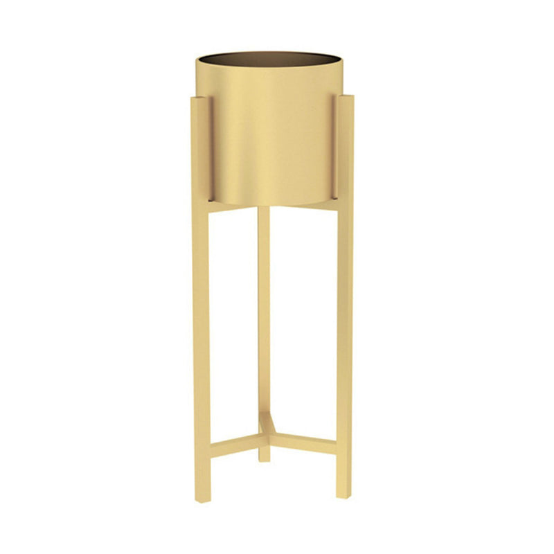 60cm Gold Painted Iron Plant Stand With 20cm Enamel Pot Corner Space Saving
