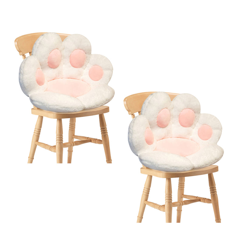 2X 70cm White Paw Shape Plush Cushion Warm Sofa Pillow Decorative Back Mat