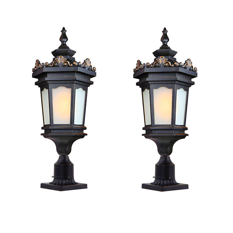 2X Vintage Outdoor Post Light 25cmx72cm Aluminum Glass Black