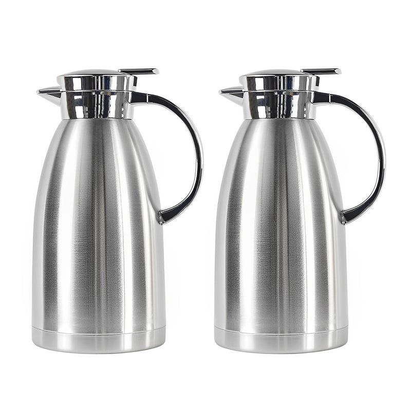 2X 1.8L Insulated 18/10 Stainless Steel Vacuum Flask Thermal Jug Spill Proof