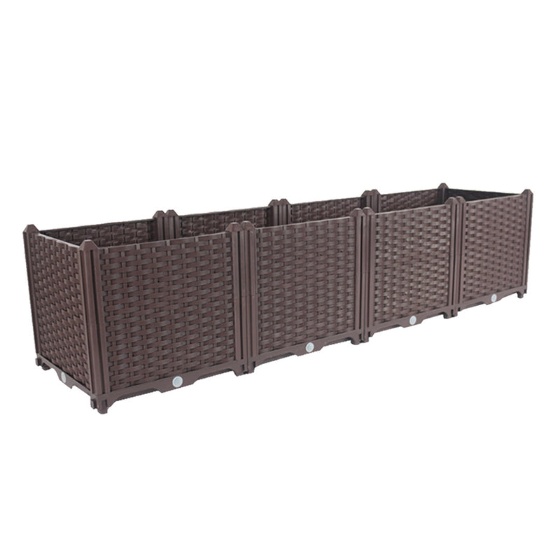 160cm Raised Garden Bed Polypropylene Planter Box Self-Watering Dark Brown