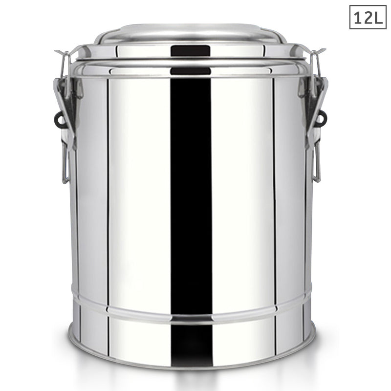 12L Stainless Steel Insulated Stock Pot Hot Cold Beverage Container 18/10 Steel