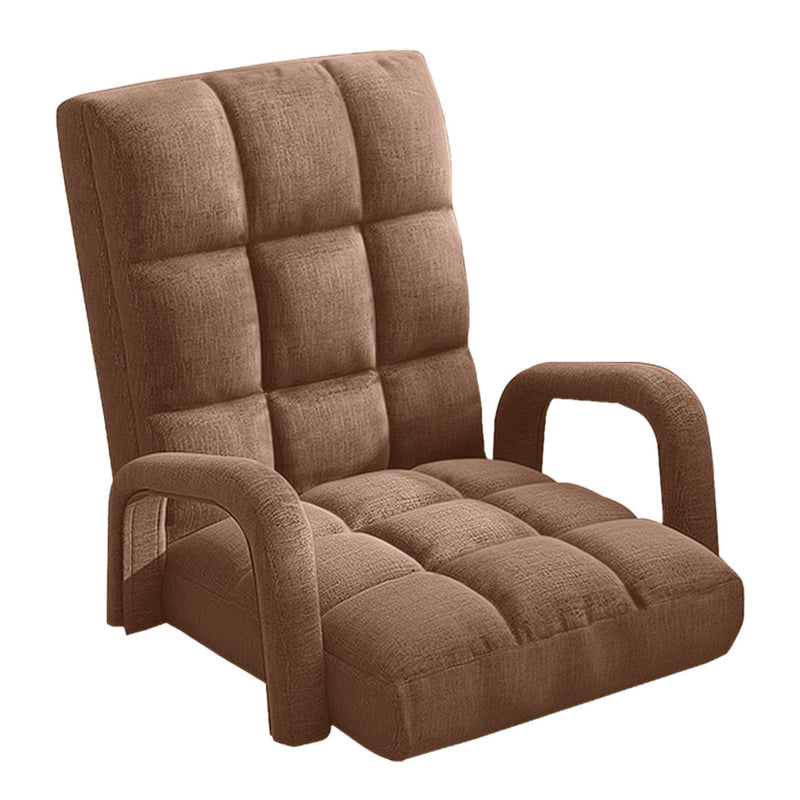 Foldable Adjustable Floor Recliner Chair 135x58x20cm Padded Coffee Armrest
