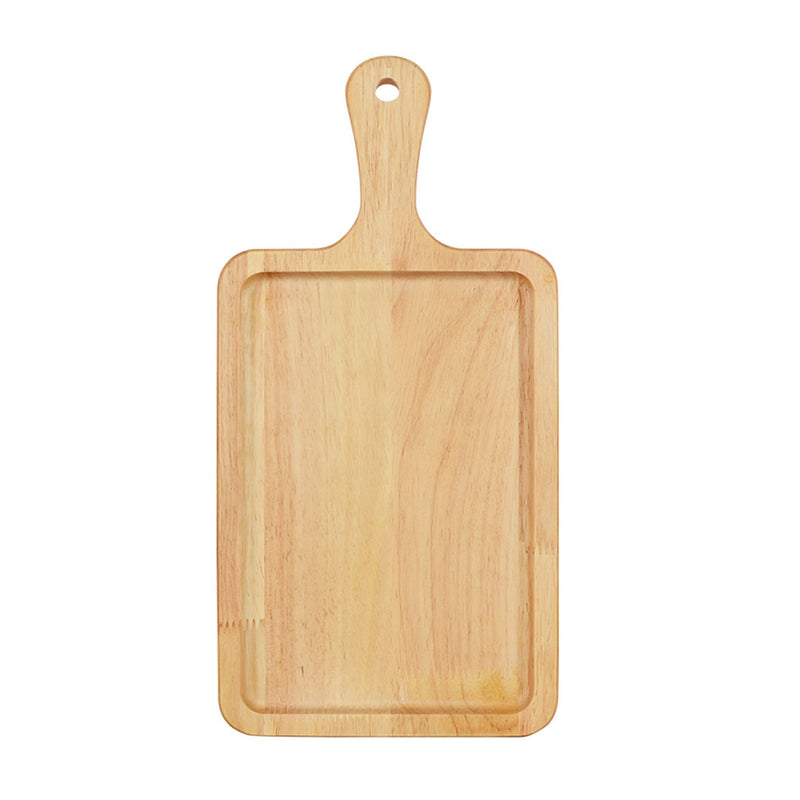 35cm Rectangle Oak Wood Serving Tray Brown Charcuterie Board Rounded Corners