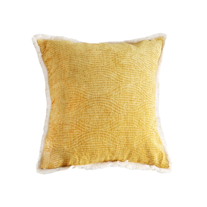 Throw Pillow Polyester Cotton Chenille Texture 50x50x18cm Turmeric Yellow
