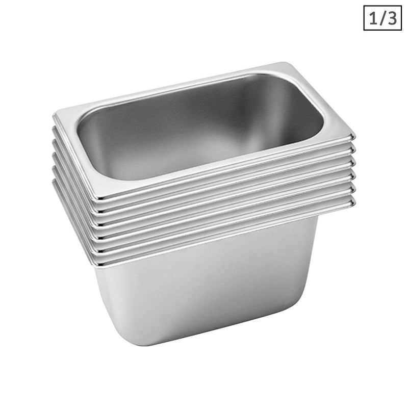 6X Gastronorm Pan 1/3 Size 33.4x18.2x15cm Stainless Steel Deep