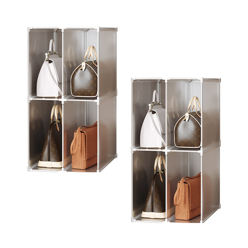 2X Stackable 2 Tier Bag Box 4 Cube DIY Storage Organizer Transparent 36x47x72cm