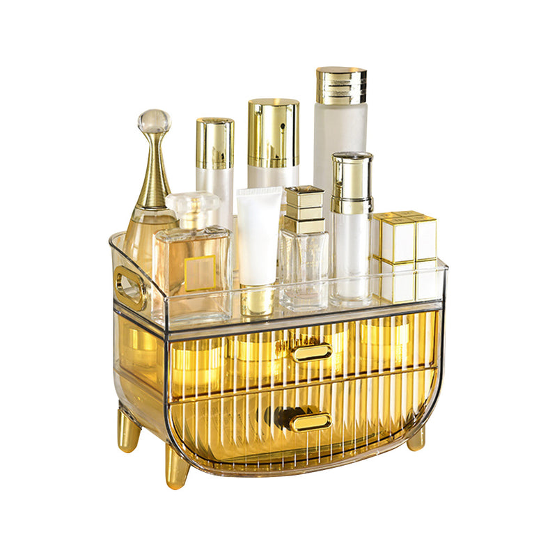 3 Tier Golden Yellow Cosmetic Skincare And Jewelry Organizer With Drawers