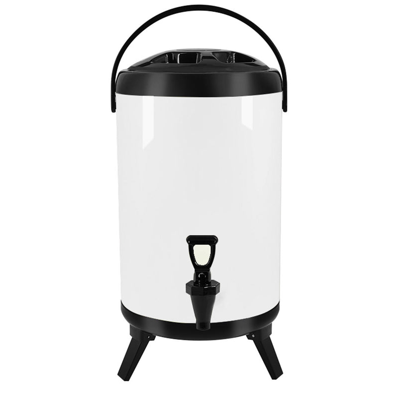 16L Stainless Steel Insulated Beverage Dispenser Faucet White 12 Hour