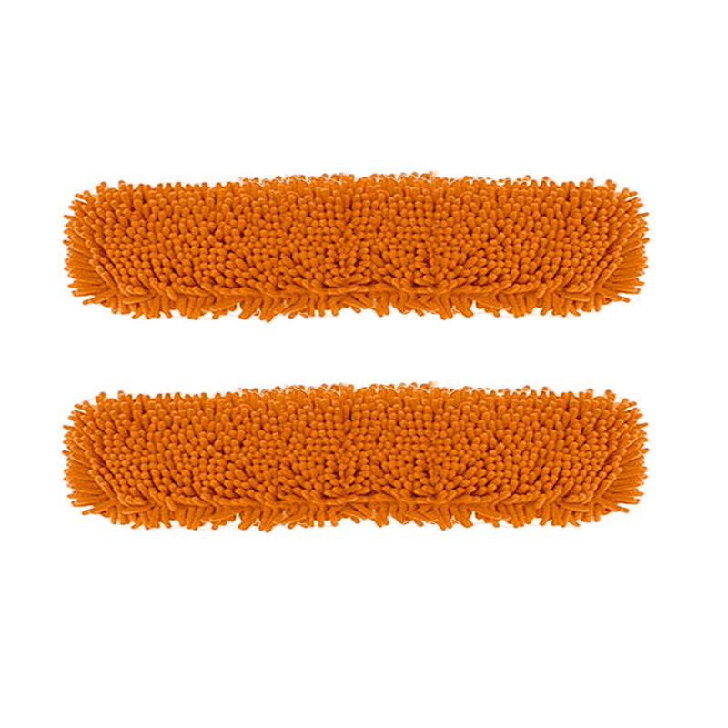 2X Flat Mop Cloth Covers Microfiber Chenille 80x12cm Orange Reusable