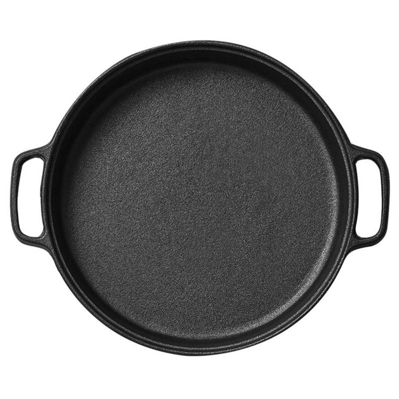 Cast Iron 35cm Frying Pan Skillet Round Pre-Seasoned Easy Clean Black