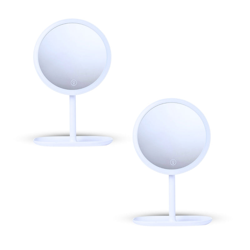 2X 26cm White Round Smart Led Vanity Makeup Mirror 5x Magnification Usb