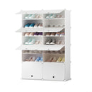 7 Tier 2 Column White Shoe Rack Organizer Dust-Free Stackable Storage Stand