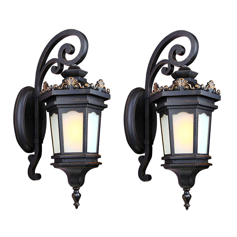 2X Wall Light Vintage Aluminum Glass 32x62cm Black