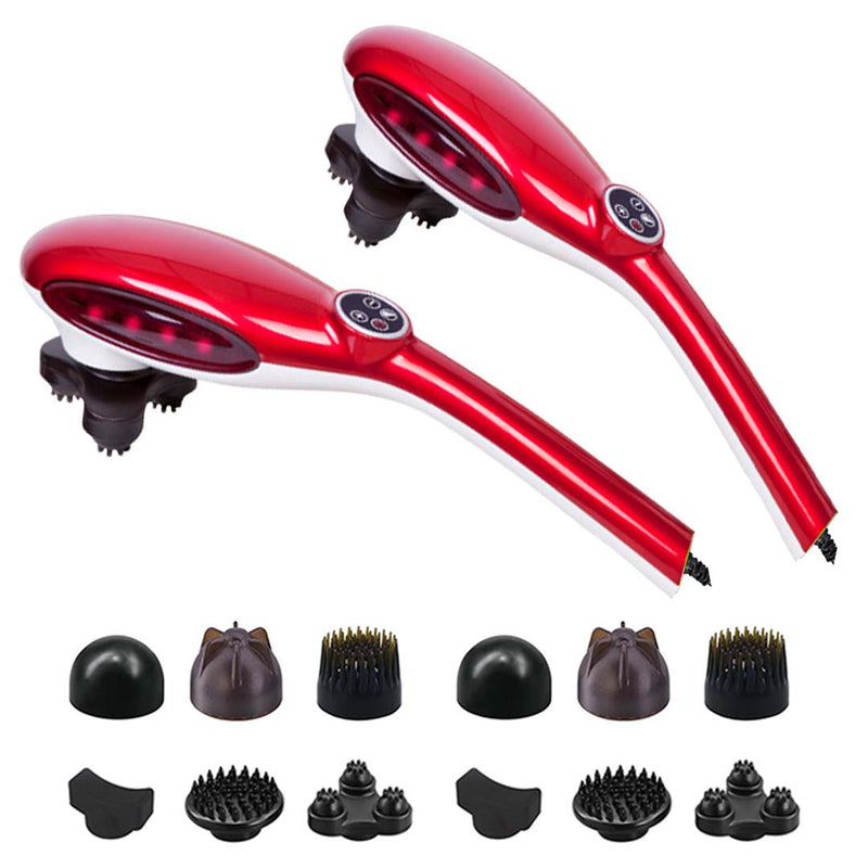 2X 6 Heads Portable Handheld Massager Dual Speed Lightweight 1.5kg Red