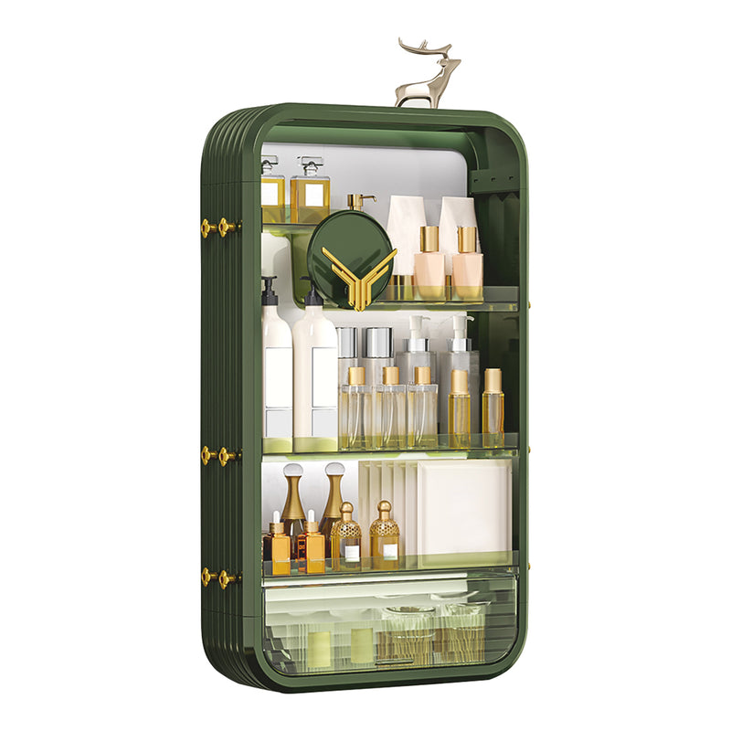 Green Multi Tier Cosmetic Storage Rack ABS Vanity Tray Bathroom Organizer