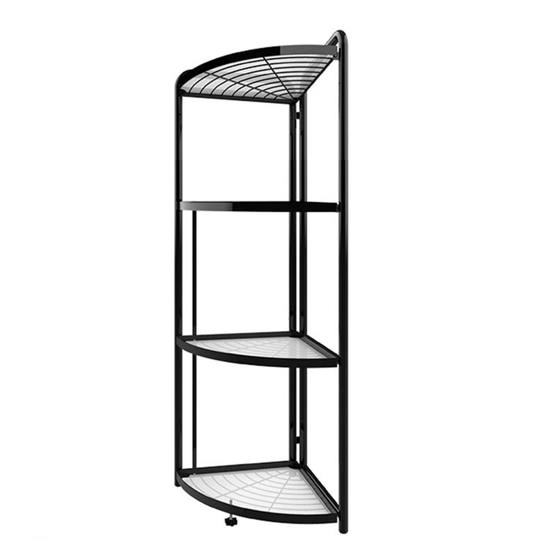4 Tier Carbon Steel Corner Shelf With Wheels Foldable Black 51cm X 35cm X 120cm