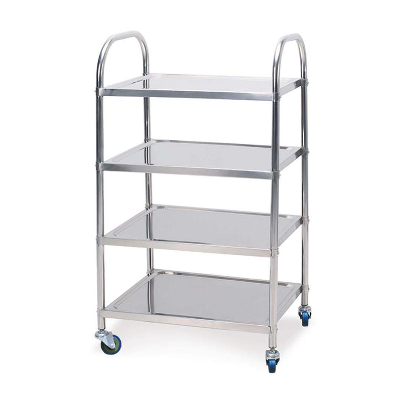 18/10 Stainless Steel 4 Tier Kitchen Trolley Cart 860x540x1170mm 2 Inch Wheels