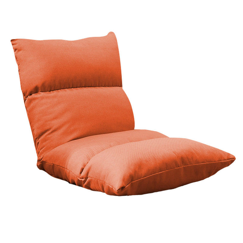 Adjustable Floor Recliner Chair Linen 5 Angles Folding Sofa Bed Orange