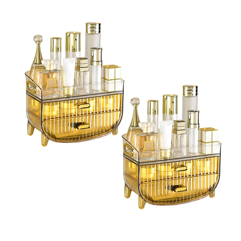 2X Golden Yellow 3 Tier Cosmetic Skincare Jewelry Storage Organizer Dustproof