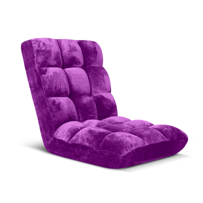 6 Position Floor Recliner Folding Cushion Memory Foam Plush 108x53x10cm Purple