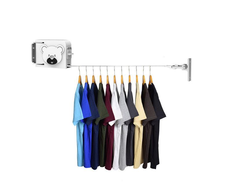 160mm Wall Mounted Retractable Clothesline Rack ABS TPU Aluminum 20kg White