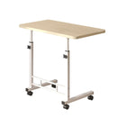White Maple Bedside Table 40x80cm Movable Desk with Wheels White Metal Frame