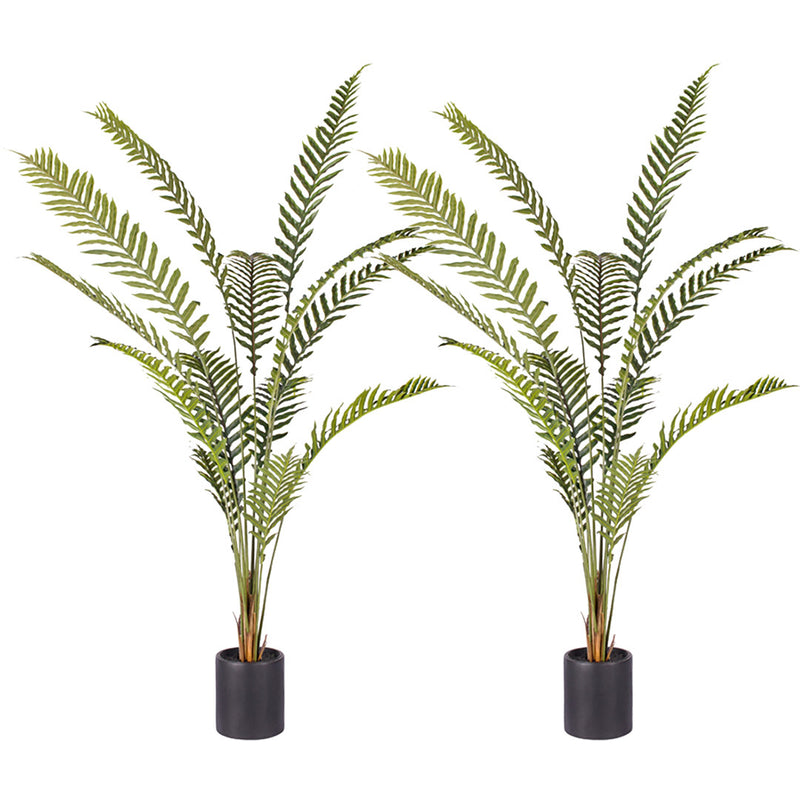2X 240cm Artificial Polyethylene Hares Foot Fern Plant Green Indoor With Pot