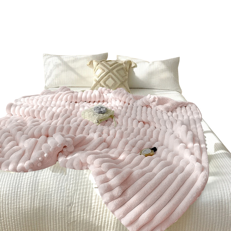 Milk Velvet Throw Blanket 150x200cm Polyester Bean Paste Pink Luxuriously Soft
