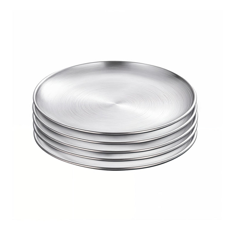 26cm Silver Grilling Plate Stainless Steel Heat Resistant for BBQ Outdoor Cooking