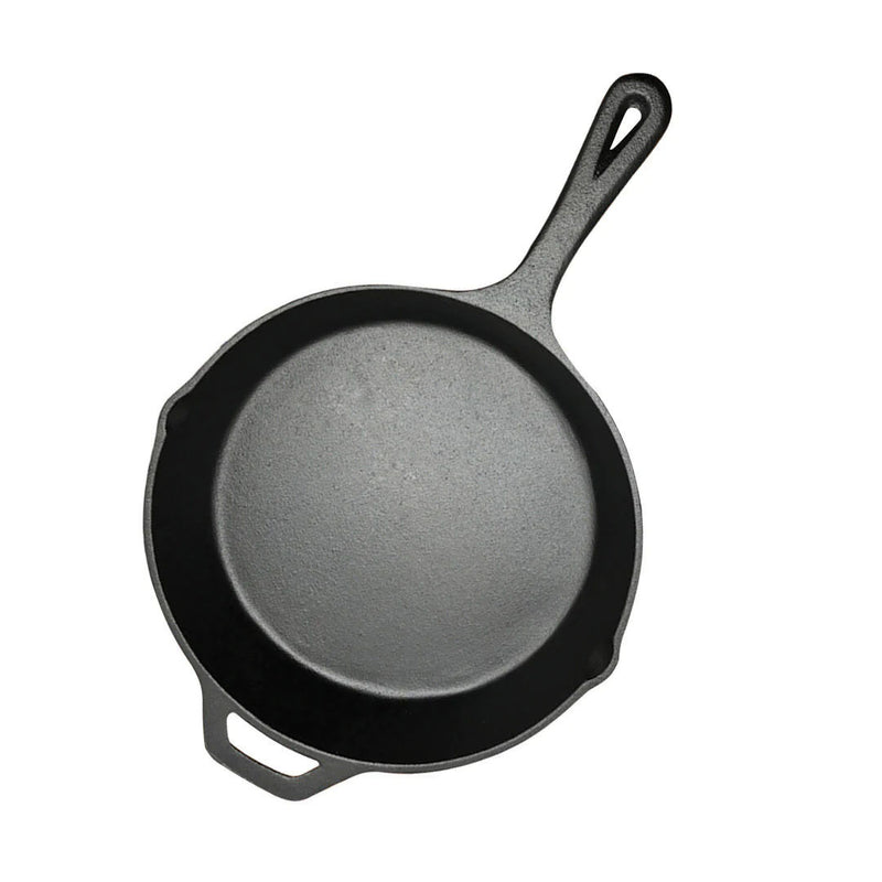 30cm Round Cast Iron Frying Pan Skillet Sizzle Platter Helper Handle Induction