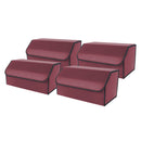 4X Leather Collapsible Large Car Boot Organizer Portable Red Storage Box