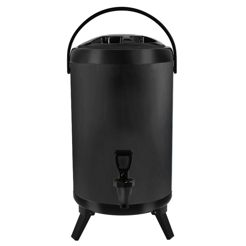 Insulated Beverage Dispenser 14L Stainless Steel Hot And Cold With Faucet Black