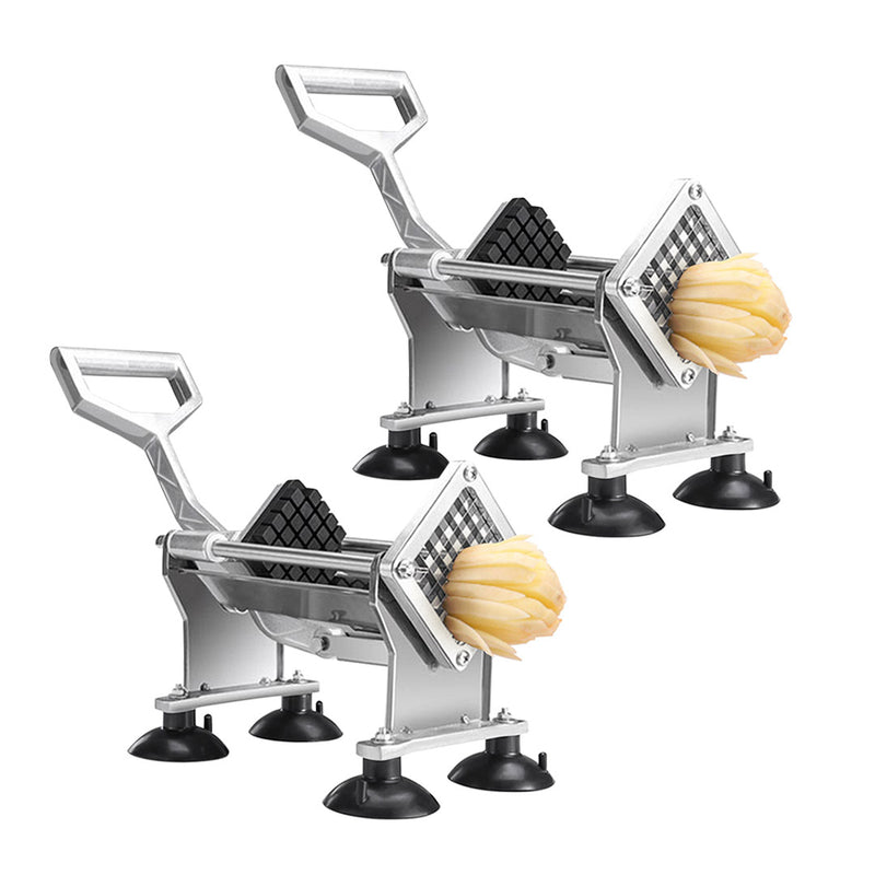 2X Stainless Steel Potato Cutter Commercial Slicer 3 Blades Silver
