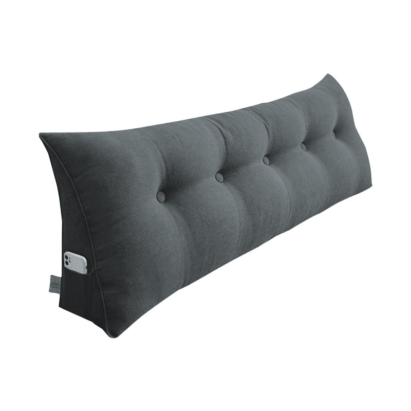150cm Triangular Wedge Headboard Pillow Polyester Filled Dark Grey Button Tufted